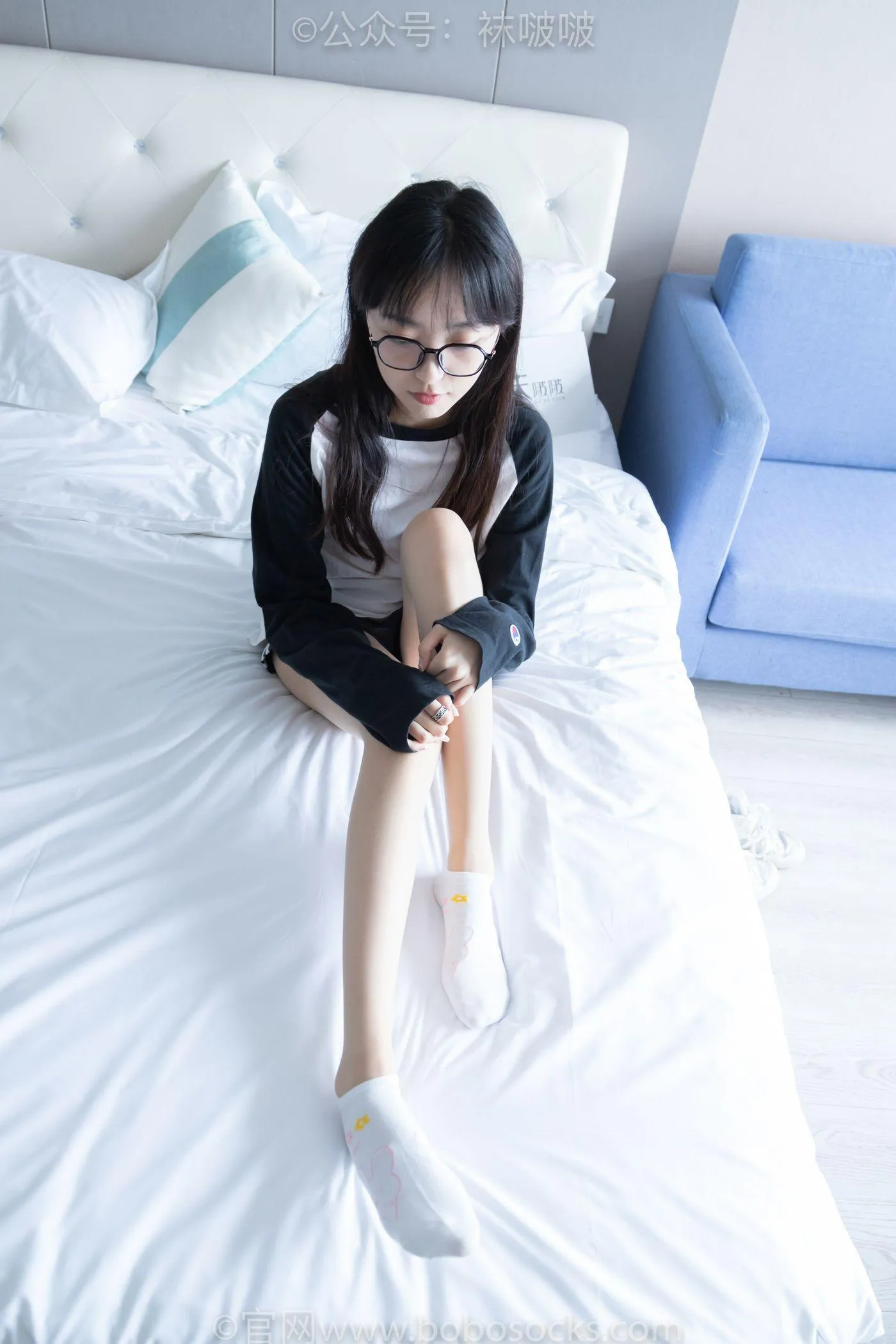 [BoBoSocks袜啵啵]NO.015 稚予-阿迪板鞋、白色短棉袜、肉丝 [135P]插图9